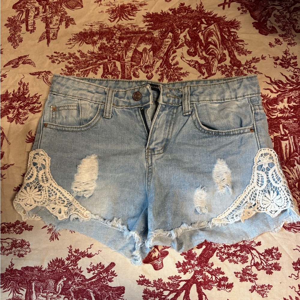Zafsi blings lace jean shorts